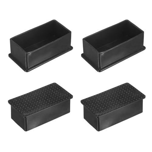 Image of M METERXITY 4-Pack Rectangle Chair Leg Caps, 1.57 x 3.15 (40 x 80mm) PVC Chair Leg Floor Protectors for Chairs /Table /Bed, Furniture Feet Covers Cups Non-Slip End Tips