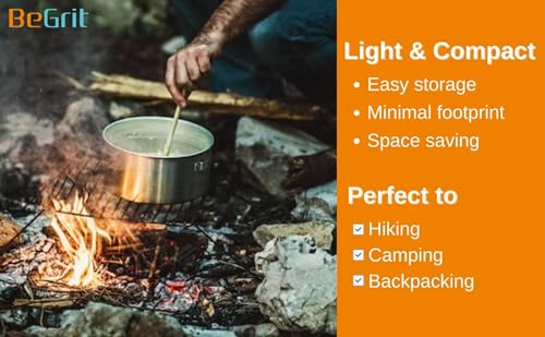 BeGrit Backpacking Camping Cookware Mini Picnic Camping Cooking Mess Kit with Pot and Pan Set for Hiking 4pcs Set - image 5