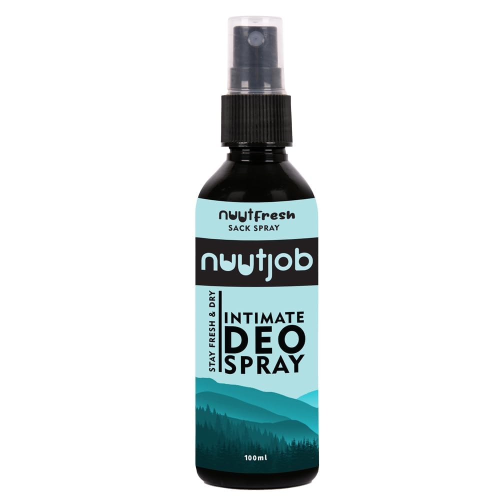 Nuutjob NuutFresh Intimate Deo Spray for Men 100 ml | Sack Deo Spray | Tea Tree, Witch Hazel & Green Tea Extract | Alcohol Free | Controls Sweat & Odour | For Men-Boys