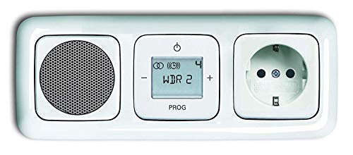 Busch Jäger Unterputz UP Digitalradio (8215U) alpinweiß Komplett-Set Reflex SI Lautsprecher + 20EUC-214 Steckdose + Radioeinheit in 3 fach Rahmen