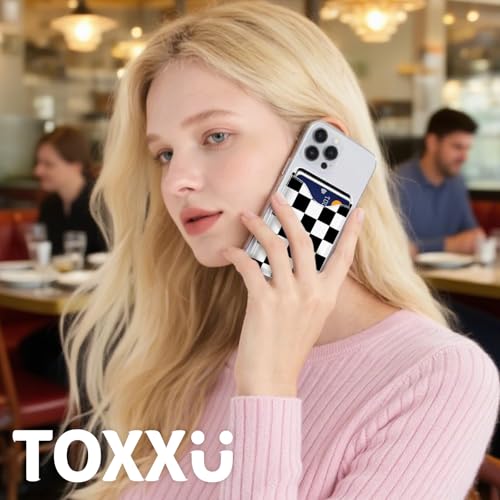Image of Checkered Magnetic Wallets Compatible with Magsafe Wallet for iPhone 17 /16 /15 /14 /13 /12 Series Pro Max Plus Air, Phone Magnet Card Holder for Women Men Lether Mag Safe Black