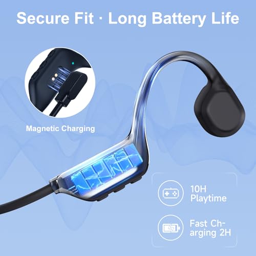 Image of IFECCO Bone Conduction Headphones Bluetooth 6.0 - IP67 Waterproof Bone Conduction Headphones with Mic,Wireless Open Ear Earbuds for Running Gym Walking Cycling (Black)