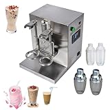 INTBUYING Automatic Milk Tea Shaking Machine - Double Stations Bubble Boba Shaker - Stainless Steel Electric Mixing Blender With 4 Mugs for Beverages and Coffee