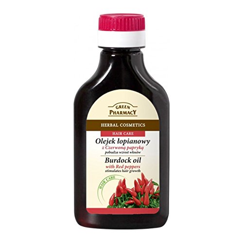 Natural Burdock-Root Oil with Red Peppers For Hair & Scalp- Stimulates Hair Growth, Strength, Health and Thickness - 100ml by Green Pharmacy Cosmetics