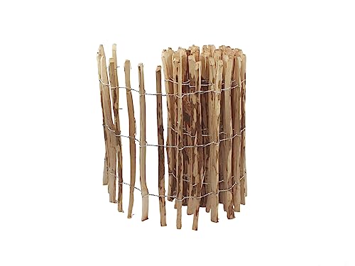 Panneau de jardin en noisetier tressé 90 cm – Barrière naturelle pour plantes grimpantes, saules ou étangs – Fil d’acier, couleur naturelle, longueur...