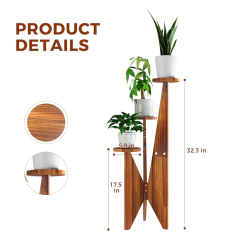 Bamworld WOOD-PST-04 3 Tier Corner Plant Stand Indoor,Small Wood Tall Plant Holder thumb #6