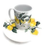 Trims unlimited White 12 Oz. Ceramic Mug with Saucer - inThese beautiful Royal Norfolk Lemon-Printed...
