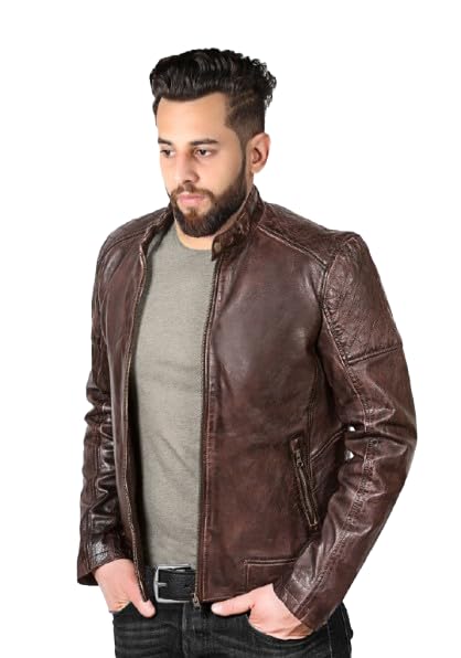 Dark Brown Casual Style Leather Jacket – Zipper Closure Fashion for Boys & Biker Fans2