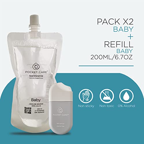 Pocket Care KIT 2 Pack Baby Scented Hand Sanitizer Spray 15 ml & Hand