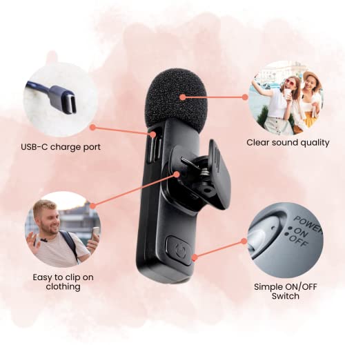 Aplixzi Wireless Lavalier Microphone For Iphone, Ipad, Android And Laptop (Set Of 2), 2.4Ghz Mini Microphone For Video Recording, Youtube, Tiktok, Vlogging, Interviews, Plug And Play, Noise Reduction #TOP5