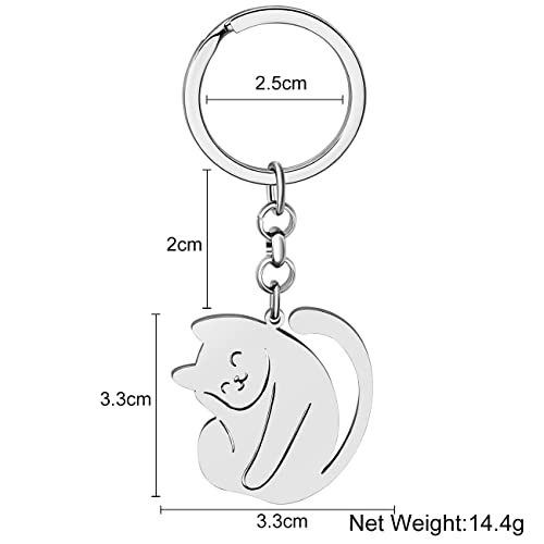 Newei Stainless Steel Cat Keyring Cute Cat Keychains For Women Girls Purse Car Keys Charms (Cloud) #TOP4