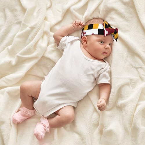 Flag of Maryland Baby Bow Headband. Comfortable baby headband, suitable for daily wear and photo props.4