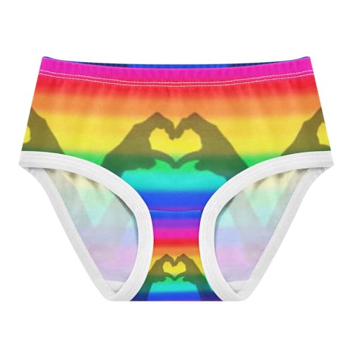 Rainbow Stripes Underwear for Girls, Toddler Briefs, Girls' Cotton Brief Underwear, 2–8 Years