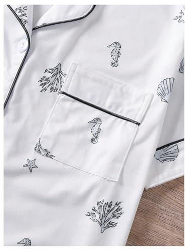 Image of Floerns Women's Floral Pajamas Notch Collar Print Sleepwear Two Piece Pajama Set