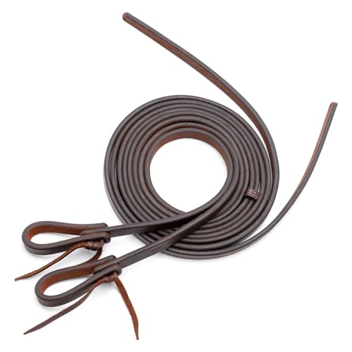 Jeffers Luxe Leather Heavy Oiled Split Reins for Horses, 5/8' x 8 ft, Water Tie Bit Ends, Riding Tack, Durable Harness Horse Leather Rein for Ranch, Trail, Barrel, Training, Equestrian Gear