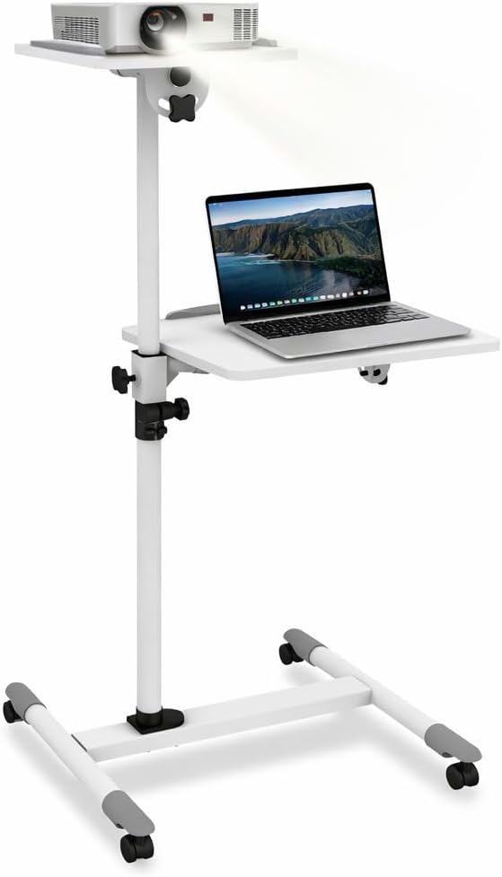 TECHly Universal projector/notebook trolley with two shelves, white