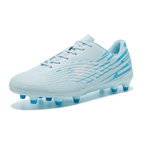 EPIMENO Men's and Women's Soccer Cleats Outdoor Lightweight Rugby Boots Training Football Shoes Water Blue