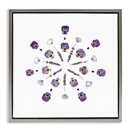 Stupell Industries 'Pansies & Lavender Symmetry'| Floating Frame Canvas Art