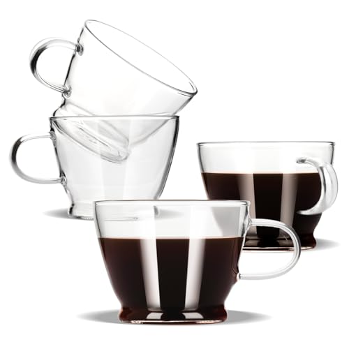ZENS Espresso Glasses Set of 4, 5.4 oz Clear Demitasse
