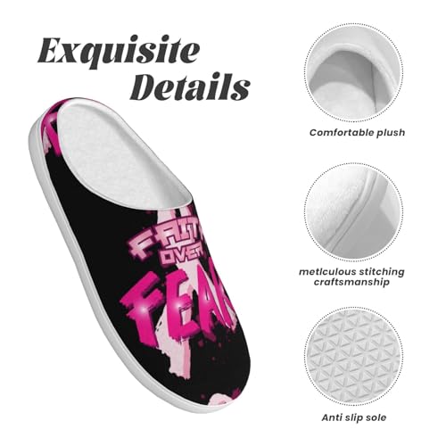 Breast Cancer Awareness Adult Cotton Slippers Home House Indoor Shoes4