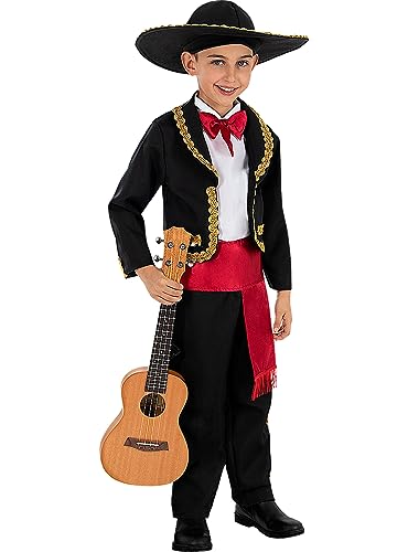 Funidelia | Déguisement Mariachi pour garçon Catrina, Horreur - Déguisement pour enfant et accessoires pour Halloween, carnaval et fêtes - Taille 5-6 ans -...