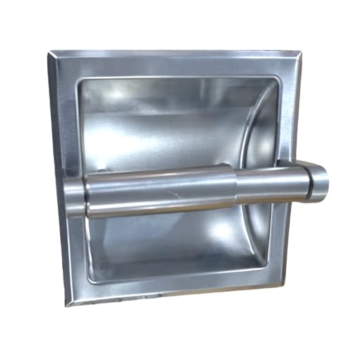 LSWYYP Recessed Toilet Paper Holder,Stainless Steel Square Wall Mounted Toilet Tissue Roll Holder,Toilet Paper Holder Insert for Bathroom Accessories,Brushed Silver