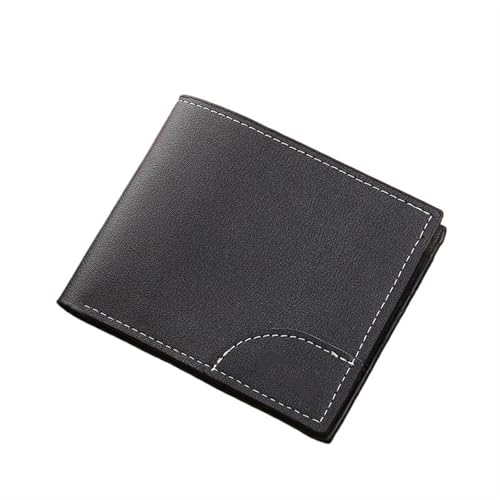 men's wallet Men's short wallet plain casual bag fashion coin purse large capacity multi-card slot wallet(Black)