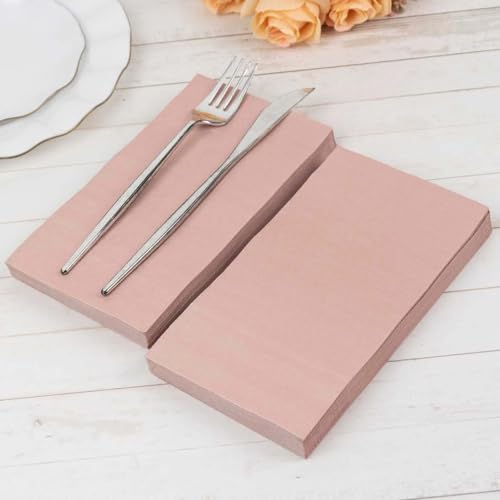 TCF Linen 100 Count Dusty Rose 2-Ply Dinner Napkins Soft Paper Disposable Party Wedding Reception Cocktail Beverage Napkins 8 x 4