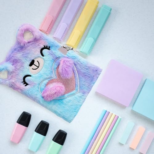 Diario personal para niñas con diseño de oso y candado miniatura 4