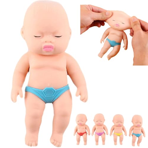 スクイーズ 赤ちゃん 人形おもちゃ 玩具 のびるスクイーズ スクイーズ玩具 景品 かわいい 低反発 耐久性 伸縮性 触感いい 握るとぐにゃ 解消おもちゃ 減圧おもちゃ 発散 グッズ 子供の日 誕生日 クリスマス プレゼント 子供 大人兼用 (ブルー)