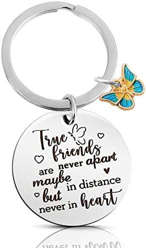 True Friends Keychain Friendship Gifts for Women Best Friends Keychain Bff Long Distance Friendship Gifts Bestie Friends Leaving Apart Going Away Gift for Women Birthday Christmas