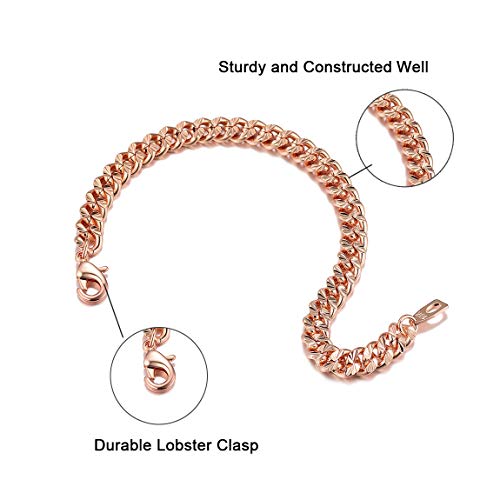 Rose Gold Chain Bracelet for Man Jewelry Also for Women 7mm 21CM Fashion Jewelry Birthday - Image 3