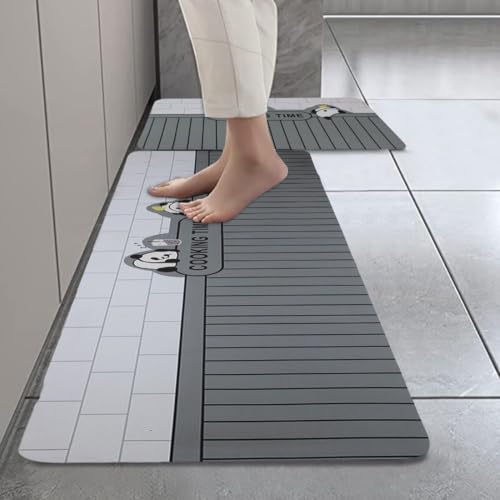 Image of Kitchen Anti Slip Mat for Floor, Waterproof Washable Kitchen Mats, Non Slip Kitchen Floor Mats for Home, Soft Mats for Kitchen, Kitchen Mats for Floor Anti Slip (Rabbit Cooking TIME MAT)