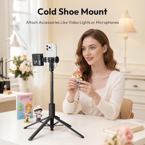 Image of Ulanzi MT-86 Phone Tripod Portable Bluetooth Selfie Stick for iPhone 17 16 | 60 Inch Auto-Open 4 Legs Tripod, Wireless Remote Lightweight Extendable Travel Selfie Stick, w Cold Shoe Mount Phone Clip