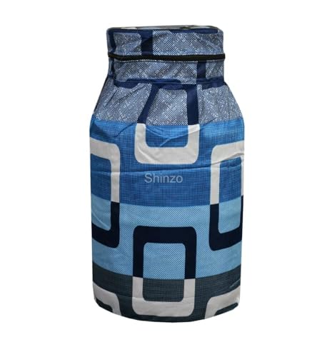 Image of Woah Cotton DustProof and Dustproof LPG Gas Cylinder Cover| Top Design Stain| Dust| DustProof PVC LPG Gas Cylinder Cover, Polyester Gas Tank Cover Fits StandardG (Pack of 2, Blue Flower)