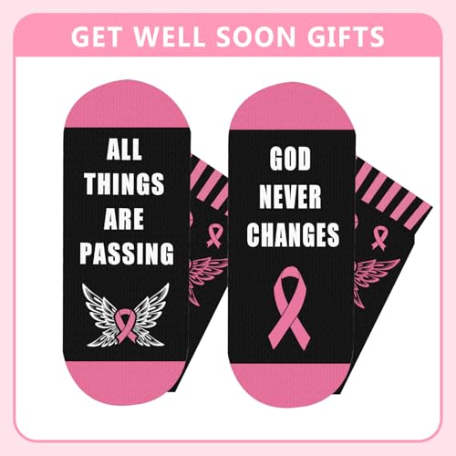 Auch Cancer Awarenesss Gifts, Breast Cancer Care Socks Inspirational Gift for Women Men Survivors3