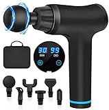 Massagepistole, CreBeau Massage Gun mit 6 Massageköpfen und 30 Einstellbaren Geschwindigkeiten, LED Anzeige Touchscreen Massagegerät für Linderung von Muskelschmerzen Nacken, Rücken, Schulter