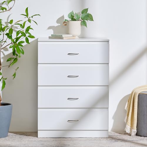 Image of Home Centre | Helios Alton | 4 Drawers | Engineered Wood | Bed Side Tables | White | 1 Year Warranty