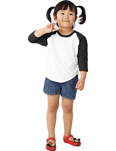 Ma Croix Infants Raglan 3/4 Sleeve Shirt Slim Comfort Fit Baseball Jersey Toddler Tee (12 Month, 5bh03_White/Black)