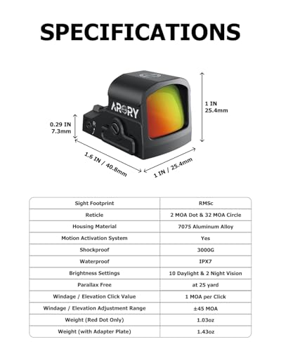 ARORY RMU1 multi-reticle Glock MOS optic