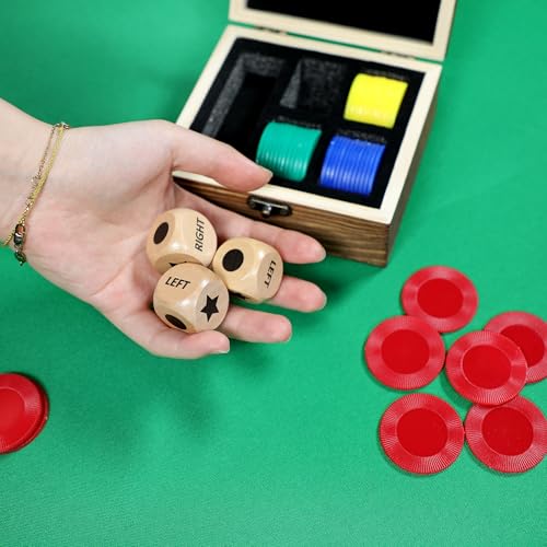 image for Pagather Fun Left Right Roll Dice Game Set, Include 3 1-inch Wooden Di