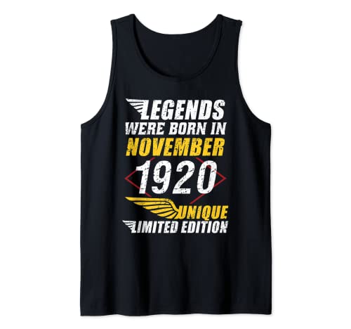 Cumpleaños Noviembre 1920 Edición Limitada Regalo Vintage Camiseta sin Mangas