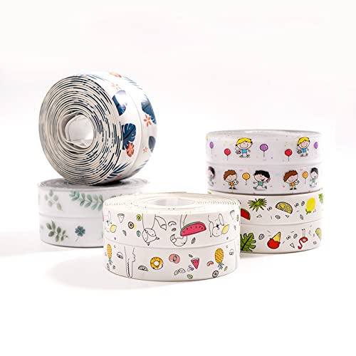 QUBIX Self Adhesive Printed PVC Kitchen Sink Platform Gas Stove Gap Seal Oil proof Waterproof Mildew-proof Sealant Sticker Bathroom Bathtub Corner Caulk Sealing Strip Tape I Random Design I 300 CM x 3.5 CM I Pack of 1 (B09NGK4LJF) Amazon Price History, Amazon Price Tracker