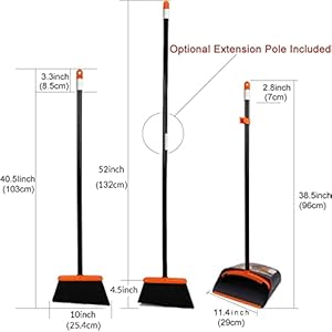 TreeLen Broom and Dustpan Set with 52" Long Handle for Home Kitchen Room Office Lobby Floor Use Upright Stand Up Stand Up Broom with Dustpan Combo TreeLen Broom and Dustpan Set with 52 Long Handle for Home Kitchen Room Office Lobby Floor Use Upright Stand Up Stand Up Broom with Dustpan Combo