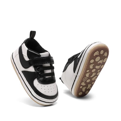 Image of Clowora Unsex Baby Shoes Boys Girls Infant Sneakers Non-Slip Soft Rubber Sole Toddler Crib First Walker Lightweight Shoes