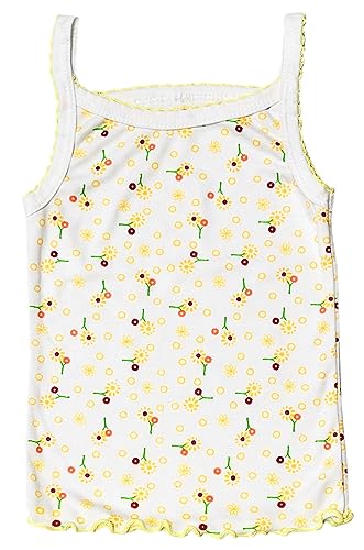 B-One Kids Girls Tank Top Camisoles, Pack of 8, White and Floral Print, Sleeveless Cotton Undershirts3