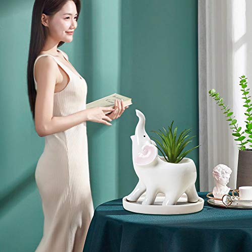 Abomet Succulent Planter Pots,Ceramic Elephant Planters Pot,Cute Planters With Drainage Tray,Small Flower Pot For Mini Elephant Plant Live,Used For Home Office Decor #TOP5