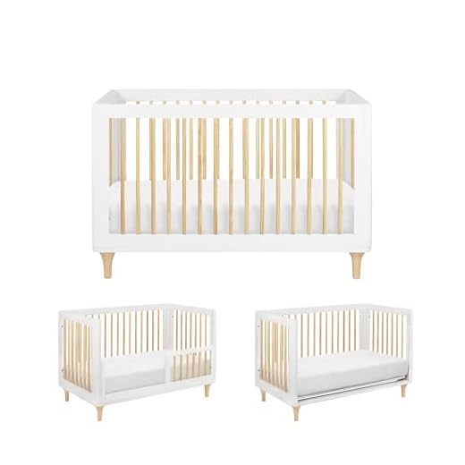 Babyletto Lolly 3-in-1 Convertible Crib with Toddler Bed Conversion Kit in White and Natural, Greenguard Gold Certified