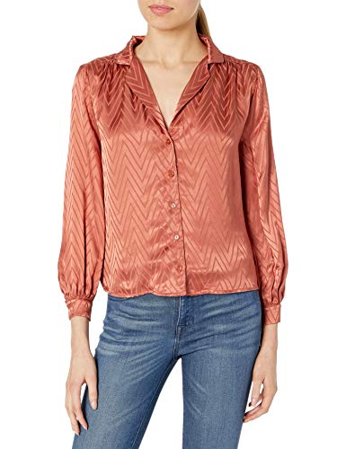 ASTR the label Women's Long Sleeve Emilia Button UP TOP, Canyon, X-Small