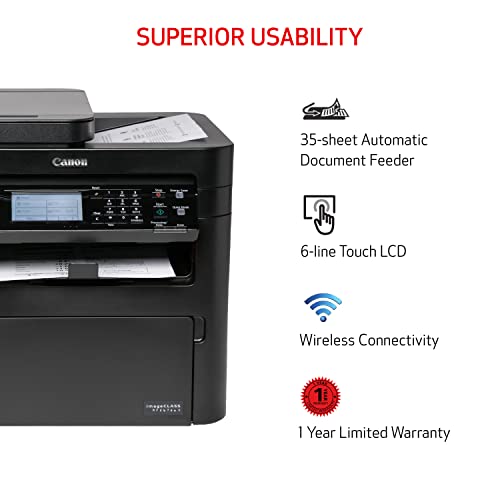 Canon imageCLASS MF267dw II - Monochrome Duplex Wireless Laser Printer, All-in-One With Scanner, Copier, Fax, Auto Document Feeder, Mobile Ready, 30 PPM, Black